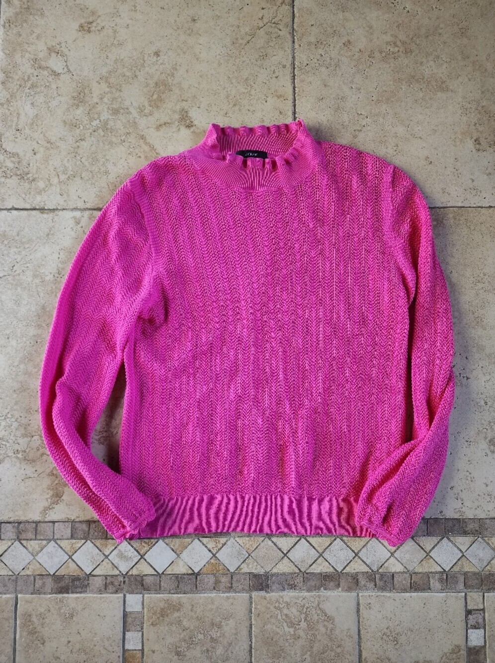 J. Crew Bright Pink Lightweight Mock-Neck Sweater